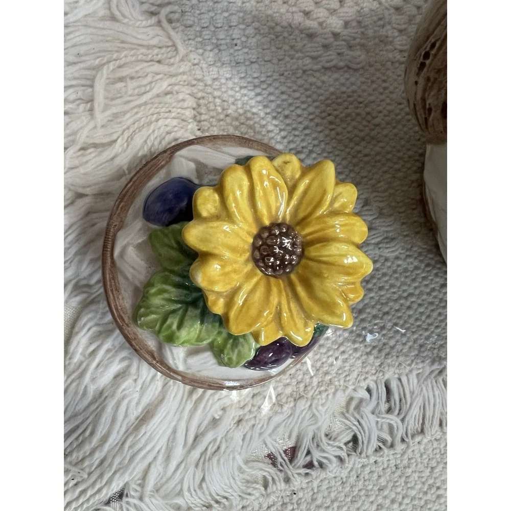 VTG Tommy China Ceramic Teapot, Teacup & Plate,‎ Sunflower & Fruit Design, Japan